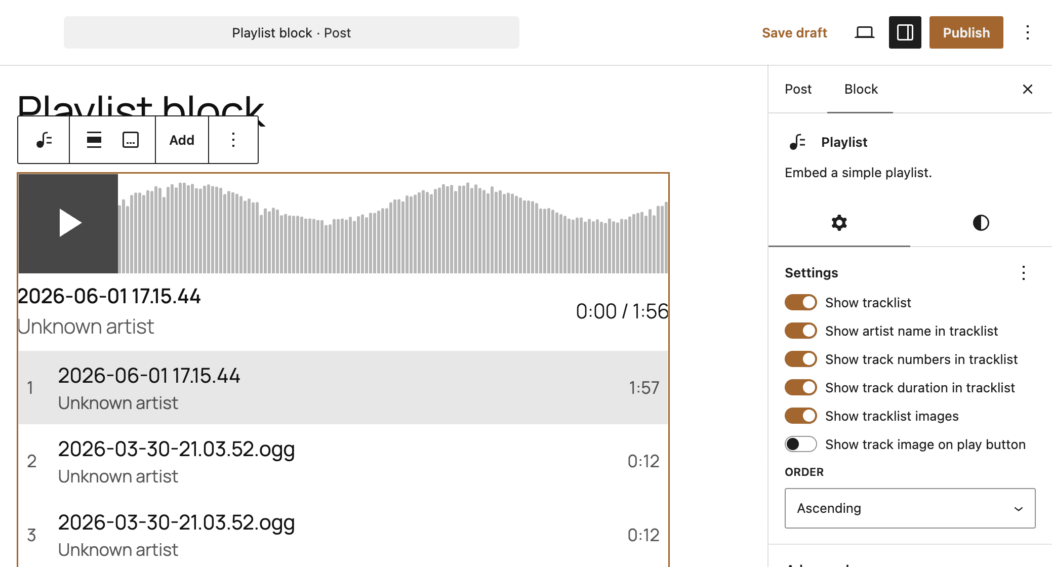 The Playlist block in WordPress 7.1