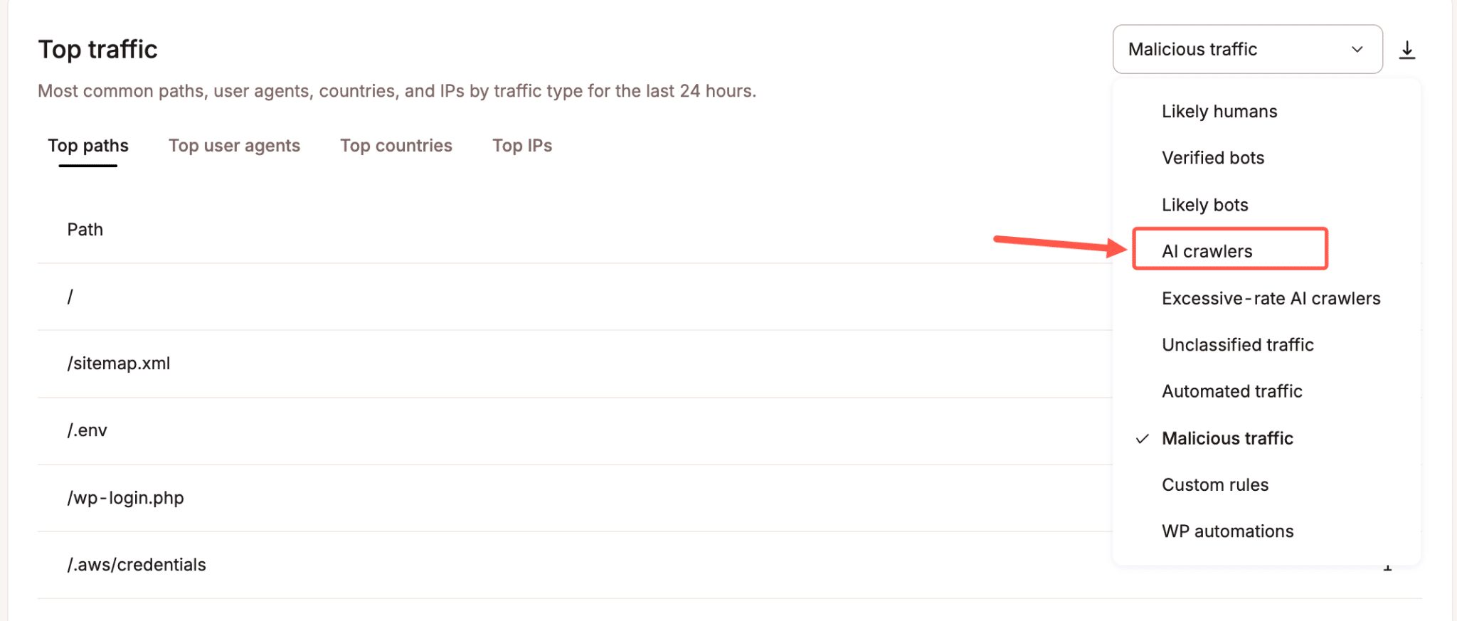 Filter traffic type.