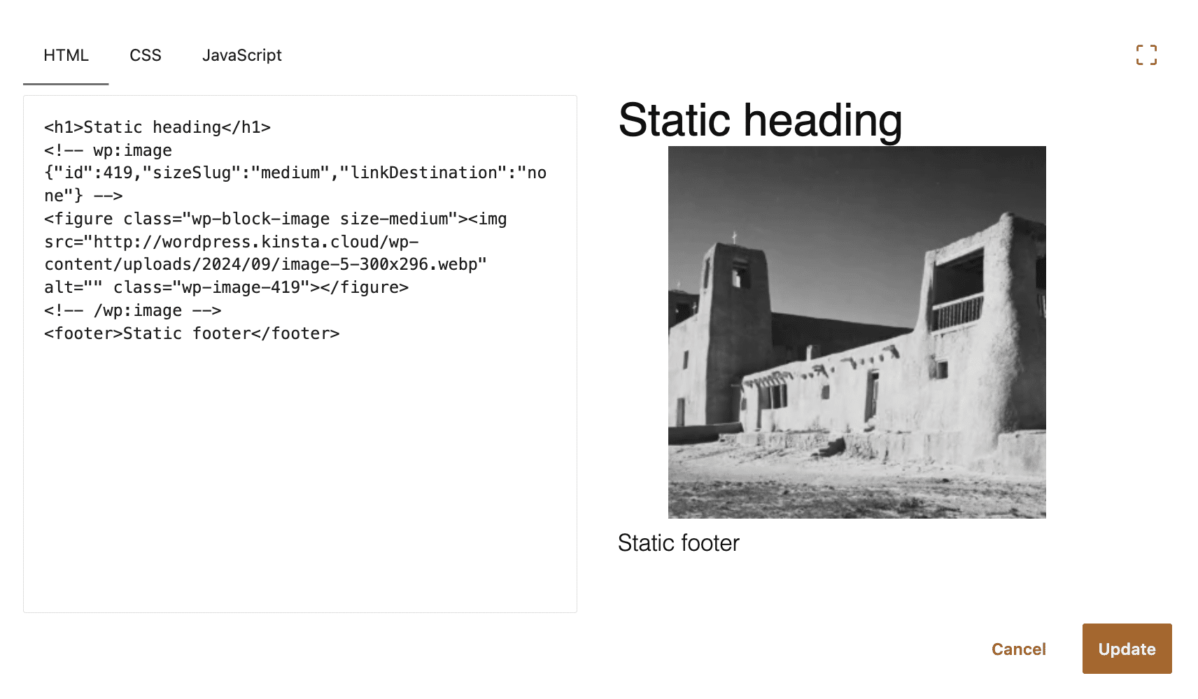 The Custom HTML block in WordPress 7.1