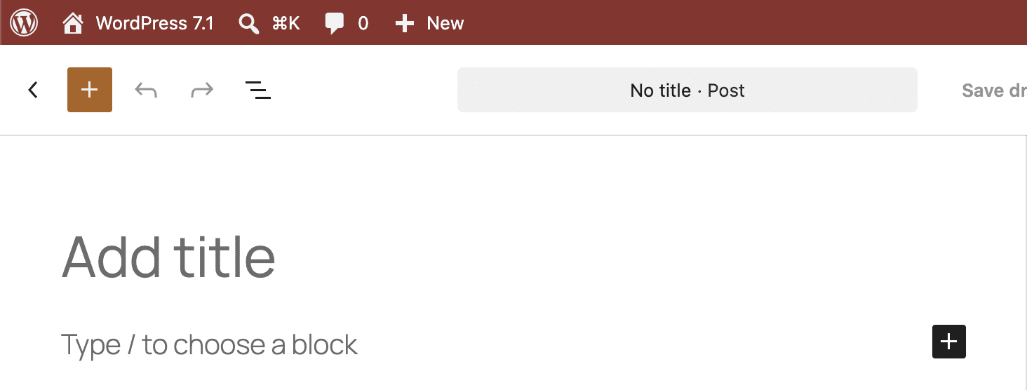 The editor toolbar in WordPress 7.1