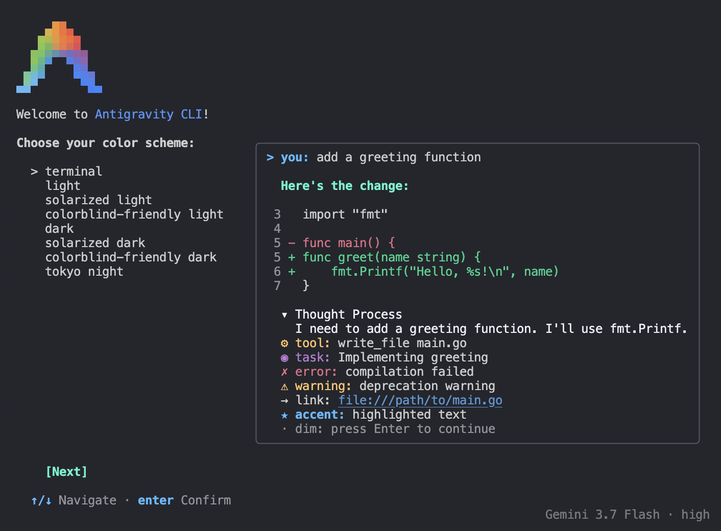 Configuring Antigravity CLI.