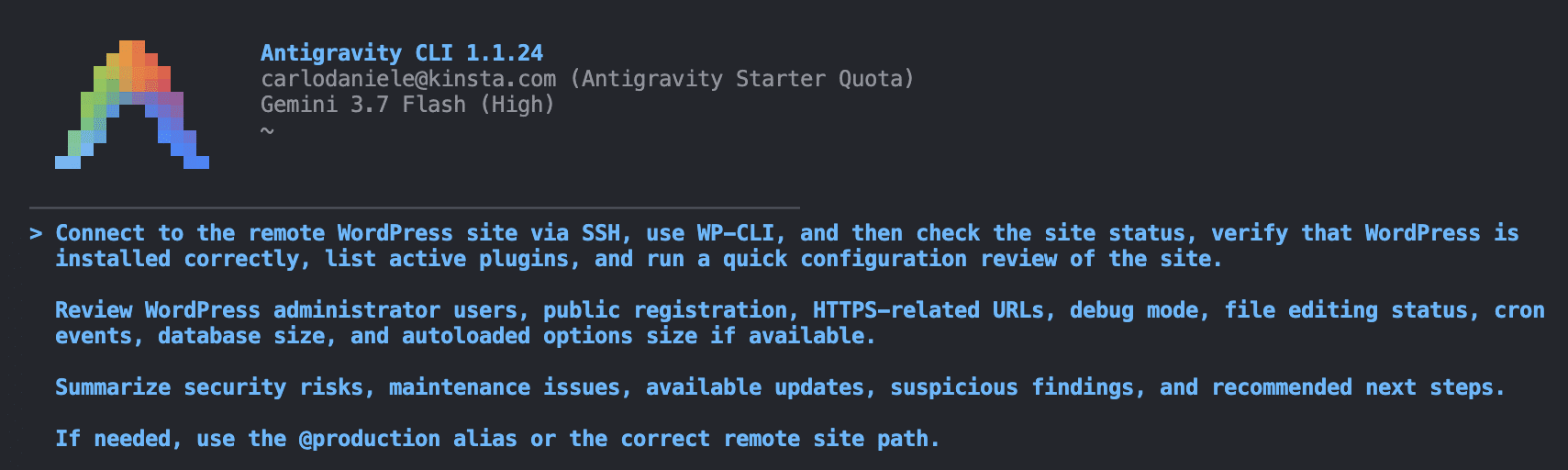 Antigravity CLI prompt.