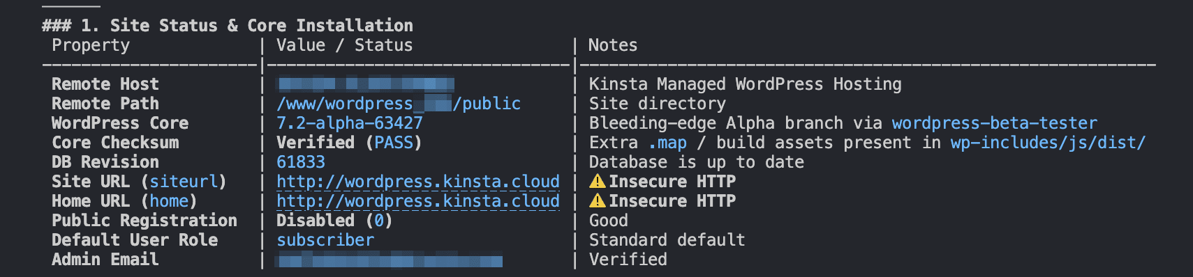Site status in Antigravity CLI.