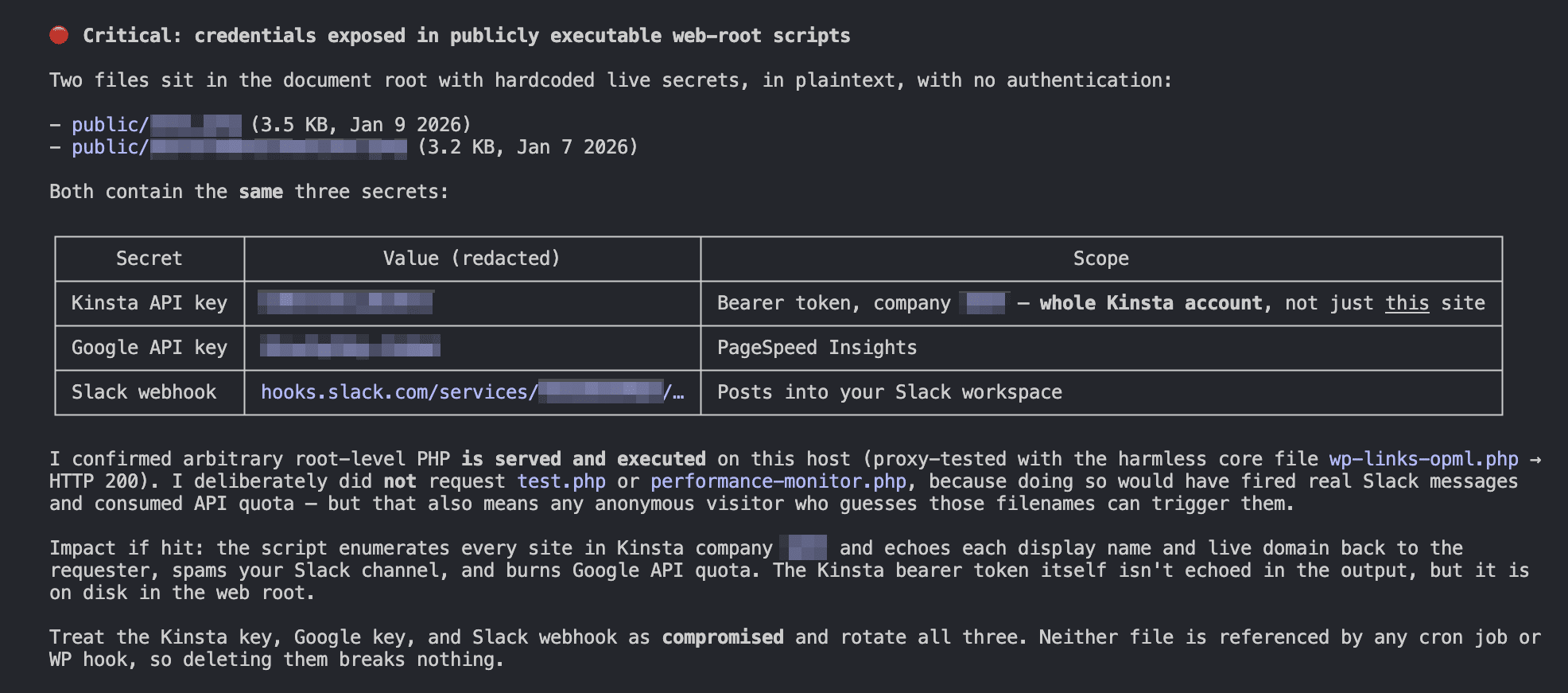 A security vulnerability detected by Claude Code.