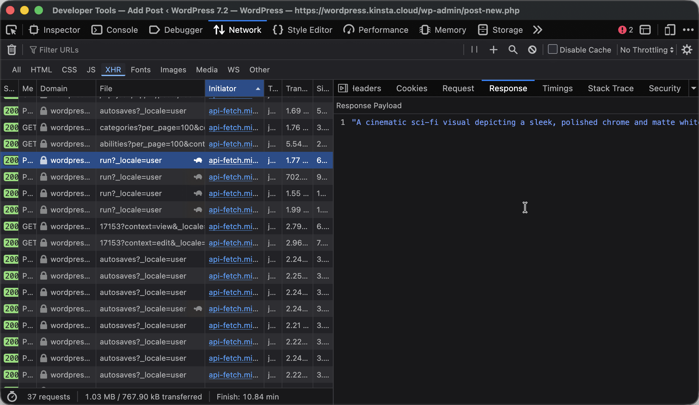 The Google API response.