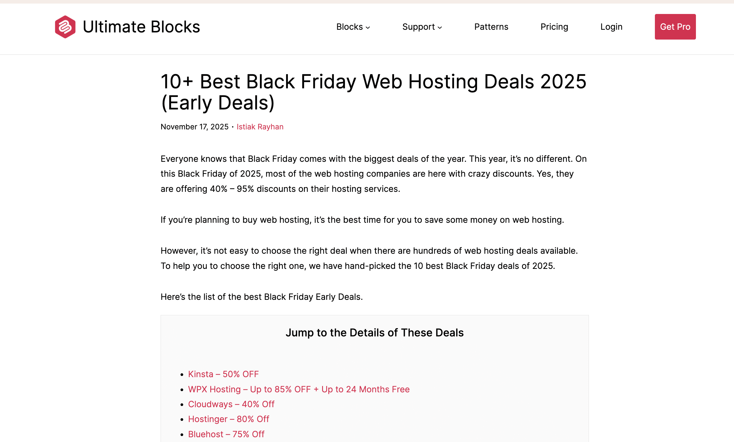 Ultimate Blocks BlackFriday roundup 2025