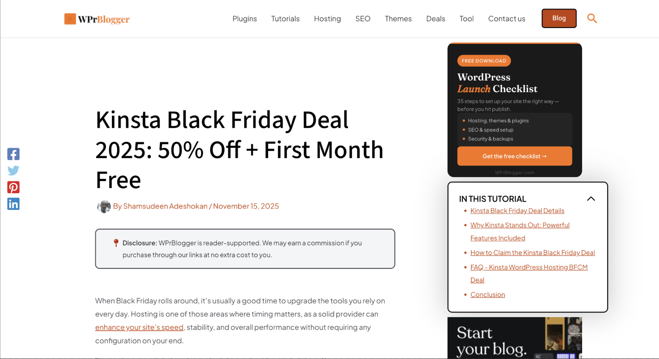 WPBlogger’s coverage of Kinsta’s Black Friday offer