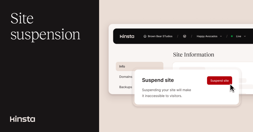 An illustration representing the suspend environment feature in MyKinsta.